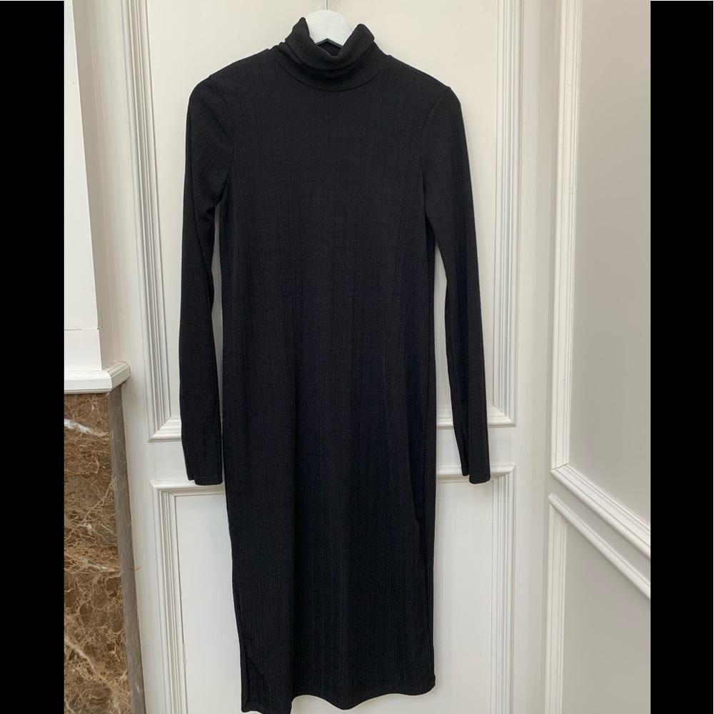 Zara black knit turtle neck dress, size medium NWT
